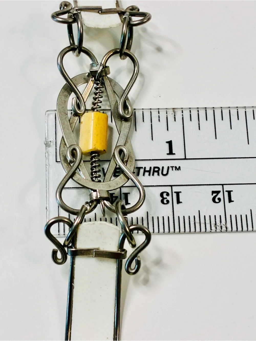 Vintage Silver-Tone Link Bracelet with Cream Resin Inlays Steampunk Lightweight